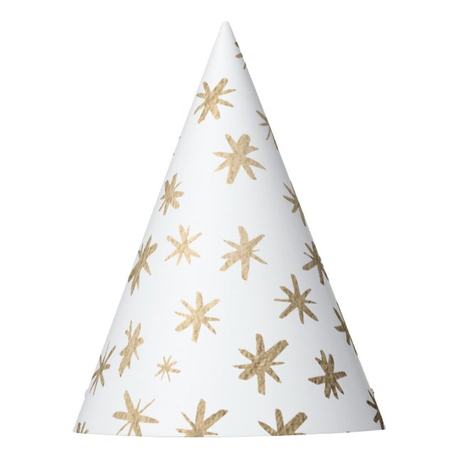 Metallic stars - gold party hat (Front)