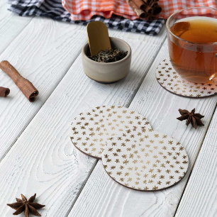 Metallic stars - gold round paper coaster