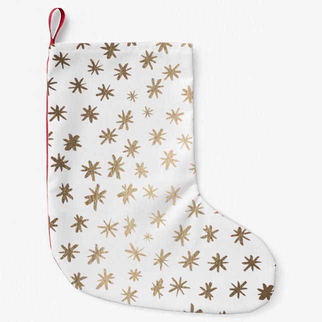 Metallic stars - gold small christmas stocking (Front)