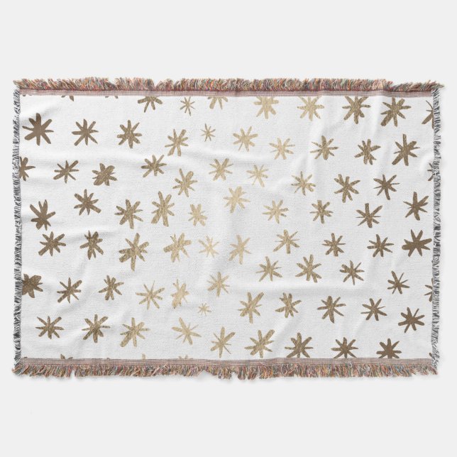 Metallic stars - gold throw blanket (Front)