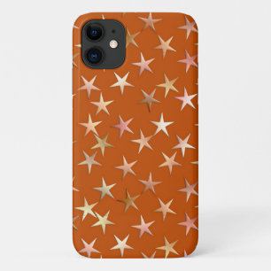 Metallic stars, pale gold and copper shades iPhone 11 case