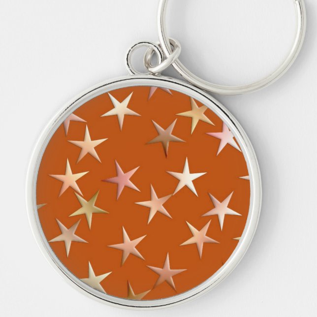 Metallic stars, pale gold and copper shades key ring (Front)