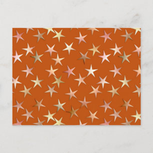 Metallic stars, pale gold and copper shades postcard