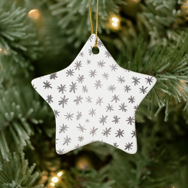 Metallic stars - silver ceramic ornament (Tree)