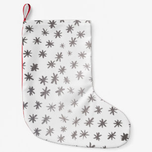 Metallic stars - silver small christmas stocking
