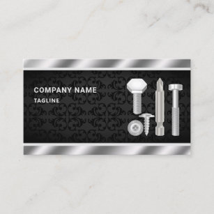 Metallic Steel Bolts Fasteners Hardware Store Business Card