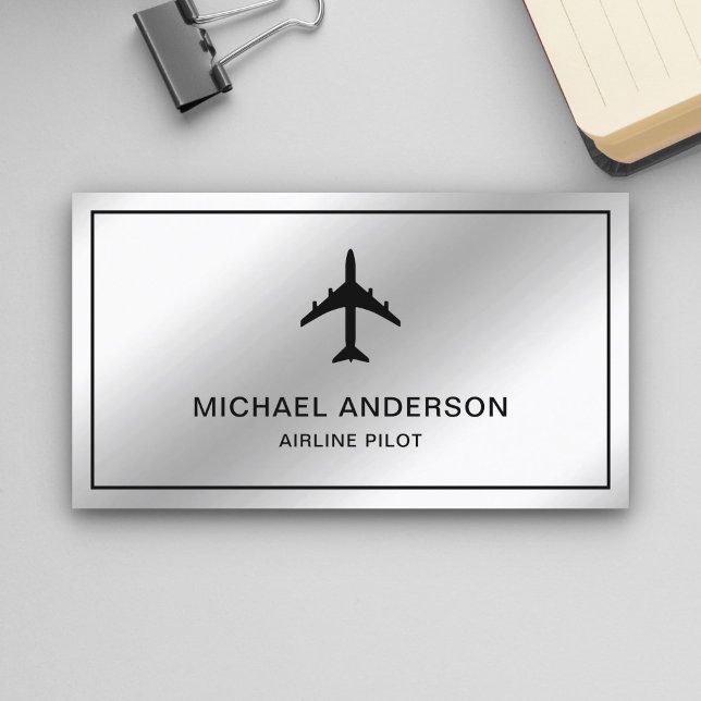 Metallic Steel Jet Aircraft Aeroplane Airline Pilo Business Card (Creator Uploaded)