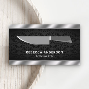 Metallic Steel Kitchen Knife Personal Chef Business Card