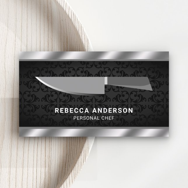 Metallic Steel Kitchen Knife Personal Chef Business Card (Creator Uploaded)