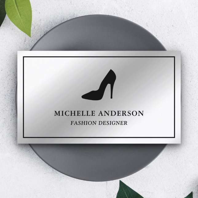 Metallic Steel Silver Foil High Heels Stilettos Business Card (Creator Uploaded)