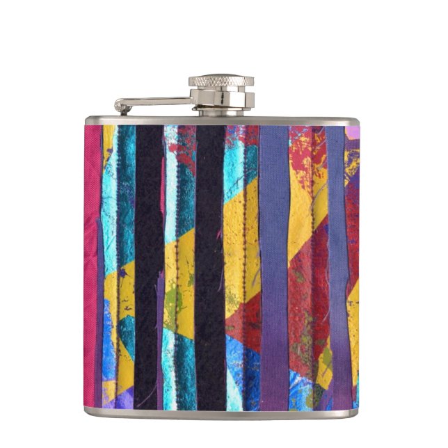 Metallic stripes hip flask (Front)