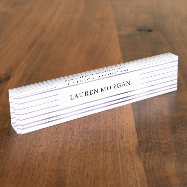 metallic stripes lavender foil Desk Nameplate (Side)