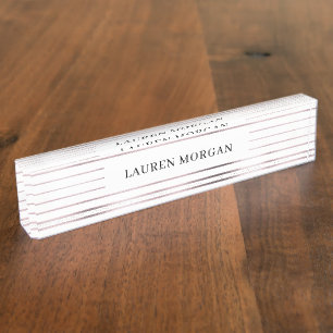 metallic stripes rose gold foil Desk Nameplate