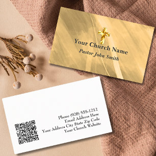 Metallic Style Church Pastor Christian Cross Business Card