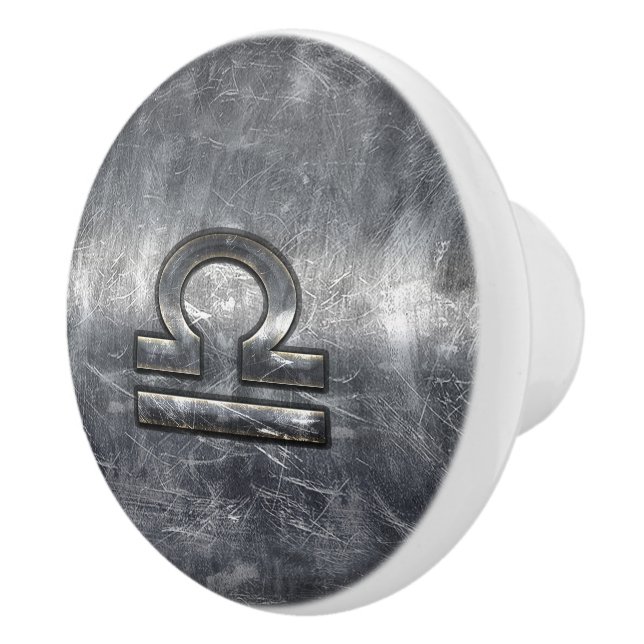 Metallic Style Libra Zodiac Sign Ceramic Knob (Right)