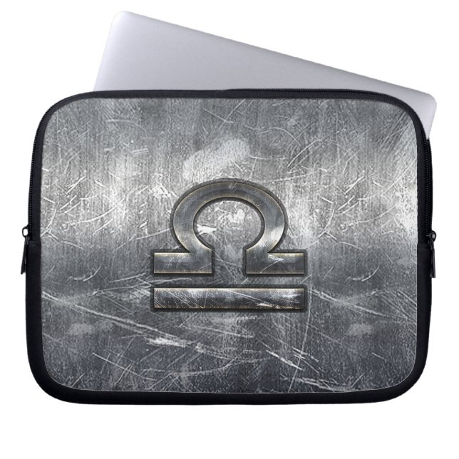 Metallic Style Libra Zodiac Sign Laptop Sleeve (Front)