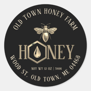 Metallic-style Queen Bee Gold Drip Honey Label