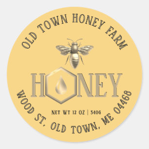 Metallic-style Queen Bee Gold Drip Honey Label 