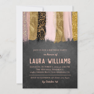 Metallic Tape Gold & Pink Birthday Invitation