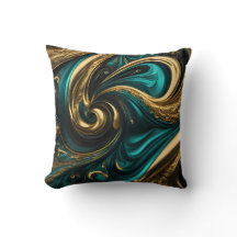 Metallic Teal and Gold Swirls