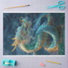 Metallic Teal Gold Serpent Dragon Decoupage