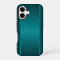 Metallic Teal-Green Brushed Aluminium Look