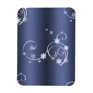 Metallic Teal, White Swirls Christmas Magnet