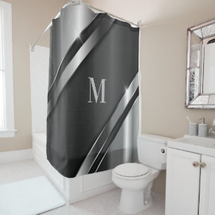Metallic Texture Monogram Shower Curtain