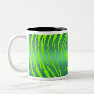 Metallic Tiger Stripes Greens Two-Tone Coffee Mug