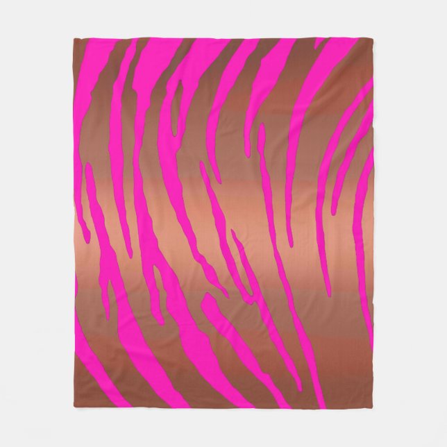 Metallic Tiger Stripes Pinks Fleece Blanket (Front)