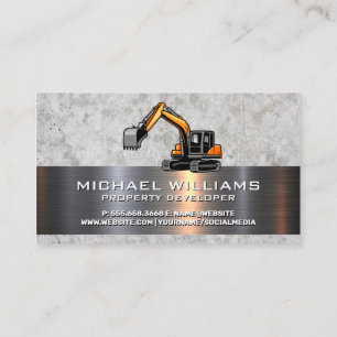 Metallic Tools Construction Vehicle Business Card