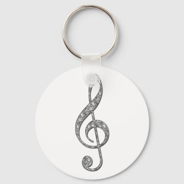 Metallic Treble Clef Key Ring (Front)