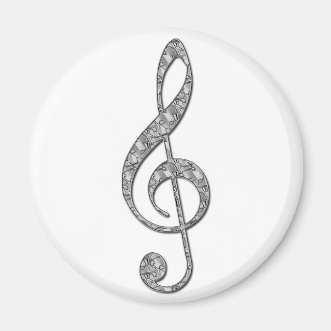 Metallic Treble Clef Magnet (Front)