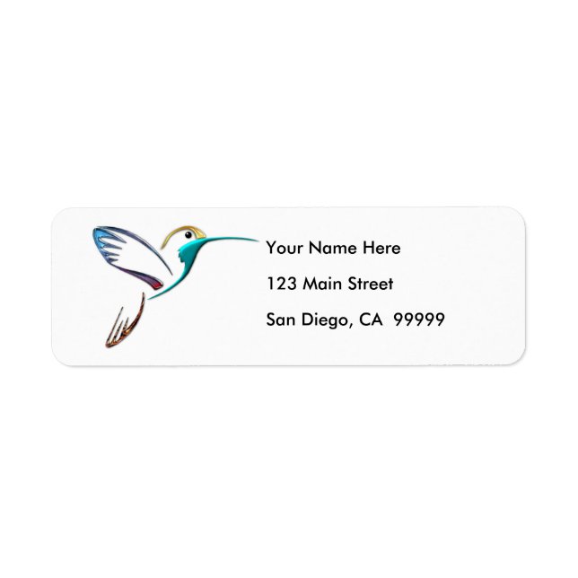 Metallic Tropical Hummingbird Return Address Label (Front)