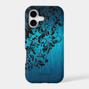 Metallic Turquoise Brushed Aluminium Black Lace 2