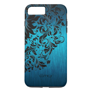 Metallic Turquoise Brushed Aluminium Black Lace 2 iPhone 8 Plus/7 Plus Case