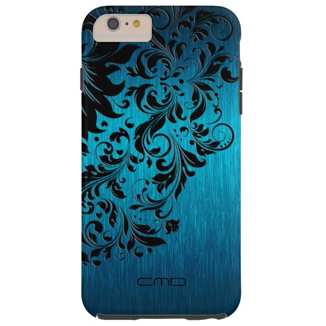 Metallic Turquoise Brushed Aluminium Black Lace 2 Case-Mate iPhone Case (Back)
