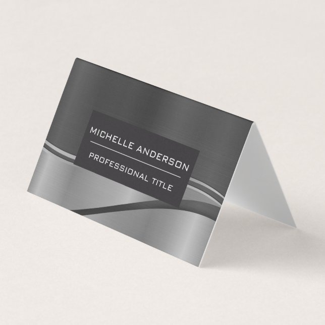 Metallic Wave Background Business Card (Front)