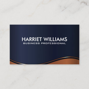 Metallic Wave   Dark Blue Business Card