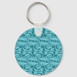 Metallic Waves, 2 Tone Teal Lt-Button Keychain