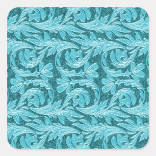 Metallic Waves, 2 Tone Teal Lt Square Sticker