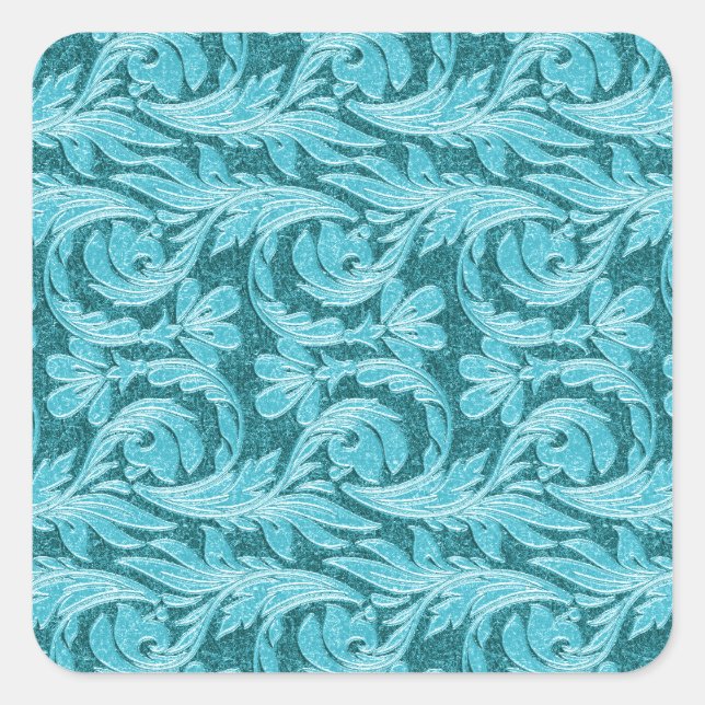 Metallic Waves, 2 Tone Teal Lt Square Sticker (Front)