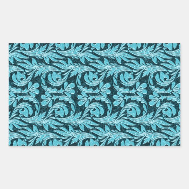 Metallic Waves 2Tone Teal Drk Rec.STICKER Rectangular Sticker (Front)