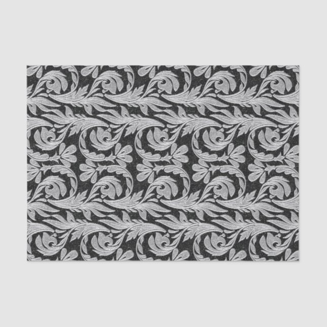 Metallic Waves-Black-White-TISSUE WRAP PAPER (Front)