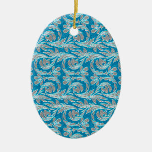 Metallic Waves, Lt Blue-White OVAL ORNAMENT