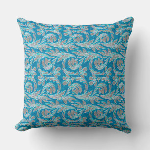 Metallic Waves, Lt Blue-White- Square Throw Pillow