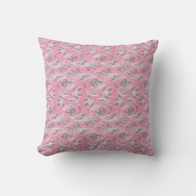 Metallic Waves, Lt Pink-White- Square Pillow (Front)
