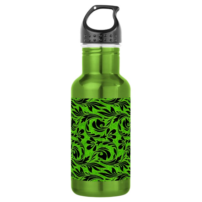 Metallic Waves, Neon-Black 532 Ml Water Bottle (Front)