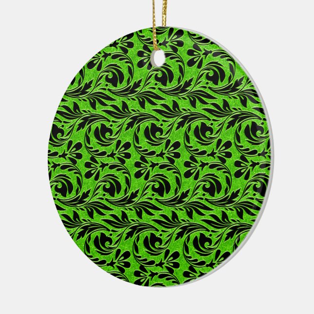 Metallic Waves, Neon-Black ROUND ORNAMENT (Left)