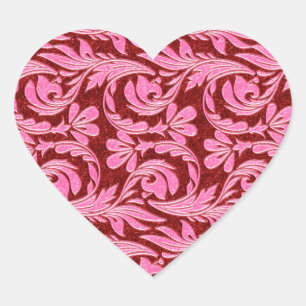 Metallic Waves, Pink-Red Heart Sticker
